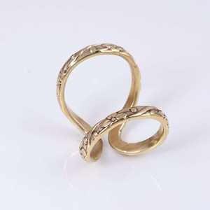 ANENJERY Joyería Geométrica Impermeable Chapada en Oro de 18K Anillo Abierto de Doble Capa Hueco para Mujer - Product Image 2