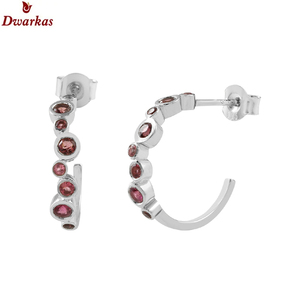 Venta caliente pendiente sólido 925 plata esterlina natural tanzanita cuarzo piedra preciosa medio aro pendiente para damas y niñas - Product Image 4