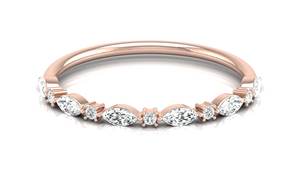 Anillo de Boda de Oro Amarillo Sólido de 14k con 5 Diamantes Redondos y 6 Marquise Cultivados en Laboratorio, Corte Excelente, para Mujer - Product Image 5