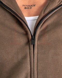 Sudadera con capucha de algodón 100% para hombre, estilo urbano, para invierno, con cremallera, color liso, personalizable con logotipo, venta al por mayor - Product Image 6