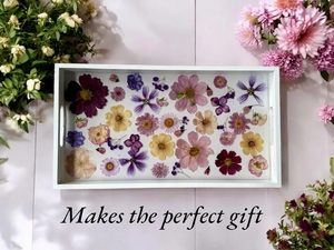 Plateaux de service floraux de fleurs roses élégantes-Accents de maison élégants avec un design en bois fabriqué à la main - Product Image 4