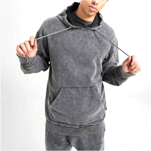 Costumes personnalisables en polaire délavée à l'acide pour hommes ensembles pour hommes sweat à capuche en coton sérigraphie logo survêtement à lavage à l'acide - Product Image 4