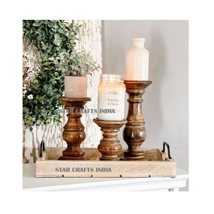 Bougeoir en bois primitif naturel d'articles de haute qualité pour Noël, bougeoir en bois rétro de décoration de la maison de la Saint-Valentin - Product Image 4