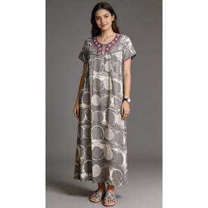 Chemise de nuit maxi tissée pour femme avec poche latérale, tissu doux et respirant, confortable pour un usage quotidien (XL) - Product Image 3