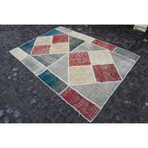 Cổ Điển Len Thảm Màu Be Và Màu Đỏ Chắp Vá Khu Vực Lớn 9X12 Hình Chữ Nhật Mô Hình Trừu Tượng Cho Lối Hoặc Hành Lang Latex Ủng Hộ - Product Image 2