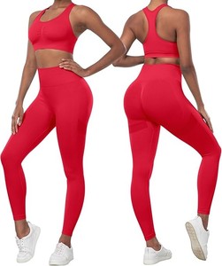 Sujetador de gimnasio de secado rápido para mujer más vendido y conjunto de mallas de yoga transpirables para ropa deportiva - Product Image 3