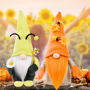 Décoration d'automne récolte Thanksgiving décorations gnomes en peluche elfe nain poupée Figurine avec abeille <span class=keywords><strong>citrouille</strong></span> automne feuilles d'érable - Product Image 1