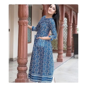 Vestido largo elegante con estampado de algodón para mujer, Ropa Étnica elegante para fiesta, colección informal y festiva disponible al mejor precio - Product Image 1