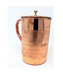 Jarra de cobre con mango de latón Acabado martillado y pulido para agua potable doméstica - Product Image 1