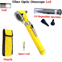 Mini Manual Fiber Optic ENT Ear Exam Otoscope Instrument Set Yellow CE Certified Class II ISO13485 Certified Portable 150MM ABS
