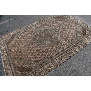 Alfombra turca Vintage clásica marrón Beige 5,9X8,4 pies diseño de retales de área grande para pasillo dormitorio lana látex habitación mesita de noche alfombra - Product Image 4