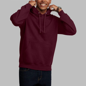 Sudadera con Capucha Color Granate para Hombre, Corte Regular, Algodón French Terry, Diseño Casual de Color Sólido con Bolsillos, Ropa de Otoño - Product Image 1