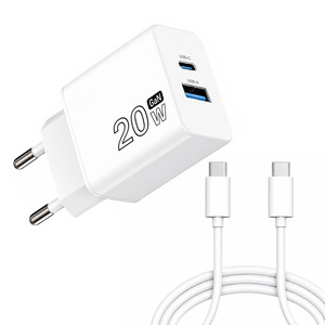 Cargador <span class=keywords><strong>GaN</strong></span> de 20 W con puertos USB-A y USB-C. Incluye cable USB-C a USB-C de 100 cm. - Product Image 1