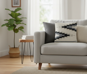 Modern Customizable Cotton Woven Square <b>Cushion</b> <b>Cover</b> Floral Pattern <b>Black</b> & <b>White</b> Design Zipper Closure Washable Home Hotel Use - Product Image 5