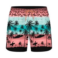 Shorts de bain pour hommes imprimés personnalisés de haute qualité Double couche 100% Polyester séchage rapide été surf poches dans la rue haute