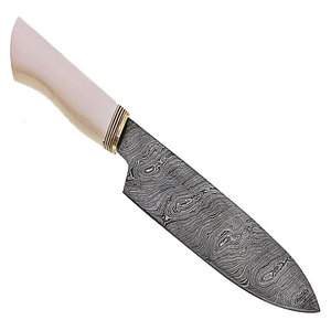 Cuchillo de chef profesional de acero de Damasco hecho a mano con funda de cuero para chefs de cocina - Product Image 4