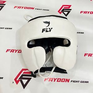 Dernier modèle de protège-tête ouvert réglable noir et blanc avec logo personnalisé, équipement professionnel d'entraînement de combat, protège-tête de Muay Thai - Product Image 1