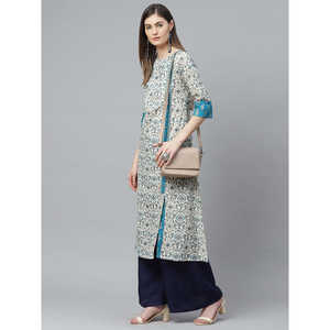 เสื้อผู้หญิงผ้าฝ้ายพิมพ์ลาย Ikat A-Line kurta ในหลายสีที่สง่างาม - Product Image 3