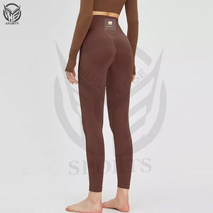 Ropa deportiva de alta calidad, 75% nailon, 25% spandex, leggings de cintura alta para yoga y gimnasio, venta al por mayor para mujer. - Product Image 2