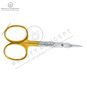 Tijeras para Uñas de Acero Inoxidable con Mango Dorado, Punta Puntiaguda, Logotipo Personalizado, Hoja Recta para Diestros, Duraderas - Product Image 3