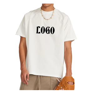 Camiseta estampada de algodón 100% para hombre, camiseta personalizada de gran tamaño con hombros caídos en blanco - Product Image 3