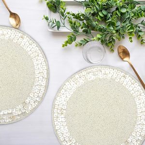 Handmade Beaded Round <b>Placemat</b> for <b>Dining</b> <b>Table</b> Beautiful Decorative New Year Christmas and Other Occasions Gift Item - Product Image 4