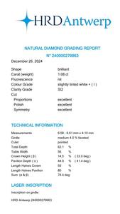 B2B D'Vins Bijoux pour GIA Certifié 1.08 CT Lâche Blanc Diamant Naturel Rond I Couleur FL FLOW Pureté EX Coupe Polie - Product Image 3