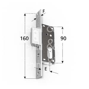 SERRURE POUR MONTANTS Pêne dormant 2 tours Avant en acier inoxydable Cylindre ovale non inclus - Product Image 1