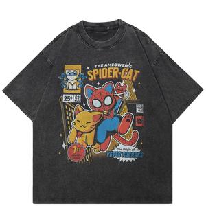 เสื้อยืดผ้าฝ้ายฟอกสีดำใส่ได้ทั้งชายและหญิงเสื้อยืดแขนสั้นสำหรับฤดูร้อนเสื้อยืด2025 - Product Image 6