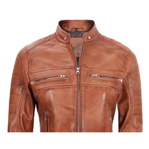 Veste de moto en peau de mouton véritable 100% de qualité supérieure pour femmes, sur mesure, imprimée, finie, coupe-vent, élégante, tendance, chauffante - Product Image 3