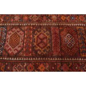 2.7x9.4 ft Vintage Rug, Turkish <b>Runner</b> Rug, <b>Red</b> Abstract Wool Rug - Product Image 5