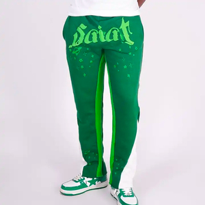 Pantalones Deportivos Anchos de Felpa, Estampados, Desgastados, de Peso Medio, 100% Algodón, con Bolsillos Laterales - Product Image 5