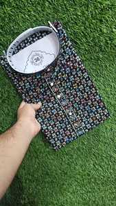 Ropa festiva étnica tradicional con estampado de Bandhani y lámina para celebraciones de fiestas Pijama elegante de algodón rayón Kurta para hombres en 2025 - Product Image 5