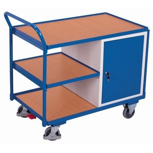 Variofit 250 kg Capacity <b>Workshop</b> Trolley with 3 Loading Areas Warehouse <b>Storage</b> Cabinets with Thermoplastic Rubber Tyres - Product Image 1