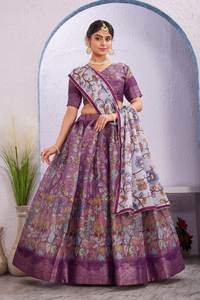 FESTIV LOOK LEHENGA CHOLI HERMOSA GHAGHRA CON DUPATTA DIDGITAL IMPRESO DOLA ALGODÓN LEHENGA CHOLI 3 PCS - Product Image 4