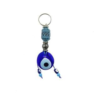 DAFNI BIG PAZAR Porte-clés mousqueton avec perle œil porte-bonheur - Forme 3D en métal tendance avec embouts émaillés uniques et impression en relief - Product Image 1