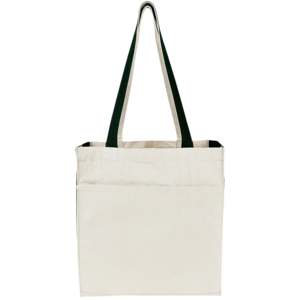 Bolsa de Mano Ecológica Reutilizable de Plástico Verde para Libros, con Asa Larga de Cuerda, Cierre de Cremallera, Transferencia de Calor por Serigrafía, para Uso Diario - Product Image 4