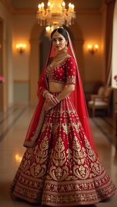 2025 @ superbe embelli sur la mariée Lehenga Choli & Dupatta avec perles lourdes Dabka pierre main Zardozi broderie travail - Product Image 2