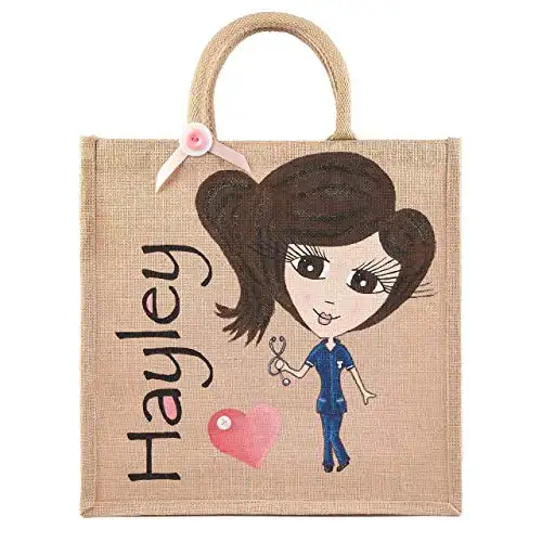 Stilvolles Design Wasserdichtes Logo Benutzer definierte Jute-Stoff tasche Cartoon-Druck von Vietnam Lieferanten Custom Folding Shopping Bag
