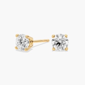 Boucles d'oreilles clous subtilles à quatre griffes avec diamant rond brillant de 0,75 carat, diamant de laboratoire en or 14 carats, pour cadeau de mariage ou d'anniversaire - Product Image 2