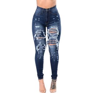 Venta al por mayor de pantalones vaqueros elásticos personalizados de cintura alta de color sólido mujeres lápiz pantalones vaqueros ajustados pantalones de mezclilla - Product Image 1