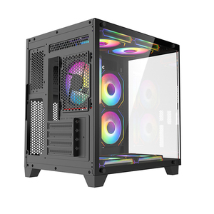 Oem M-ATX trường hợp argb <span class=keywords><strong>LED</strong></span> ánh sáng Máy tính để bàn CPU tủ máy tính Vỏ máy tính chơi game trường hợp PC với cong Tempered Glass Hỗ trợ 7 người hâm mộ - Product Image 2