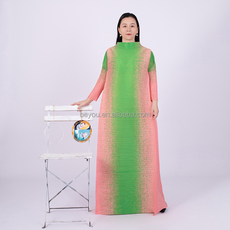 slim fit dress slacks Patricia Dress (Green Pink) – Yakira Bella main image 0