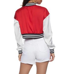 Chaqueta universitaria recortada de lana para mujer, estilo de béisbol Vintage, bombardero, abrigo universitario con letras - Product Image 3