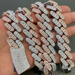 Lab Grown Cuban <b>Chain</b> Custom Hip Hop Moissanite Diamond Necklace Jewelry 18K Gold Plated Iced Out Cuban Link <b>Chain</b> - Product Image 1