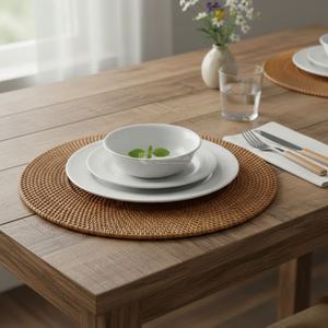 Plato de Mimbre Rústico Boho Ecológico para Bodas, Venta al por Mayor, Mantel Redondo de Mimbre para Decoración de Eventos y Catering en Restaurantes - Product Image 4