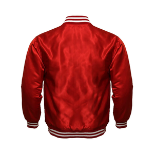 Chaqueta Bomber de alta calidad 100% de poliéster satinado para hombre, impermeable con logotipo personalizado, cuello levantado, posición frontal del logotipo, venta al por mayor - Product Image 3