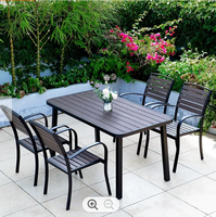 Restaurant extérieur Patio Jardin Plastique Meubles en bois Aluminium brossé Extérieur Carré Rond Table à manger et ensembles de chaises