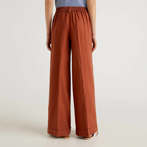 Fabricants de vêtements logo personnalisé haute qualité vêtements de bureau dames pantalon ample grande taille pantalon à jambes larges pour femmes - Product Image 2