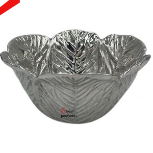 Tazón para servir ensalada y postre de comida de aluminio y metal con acabado plateado para restaurante y bar de hotel - Product Image 4